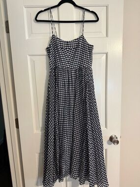 J. Crew Navy and White Gingham Maxi Dress